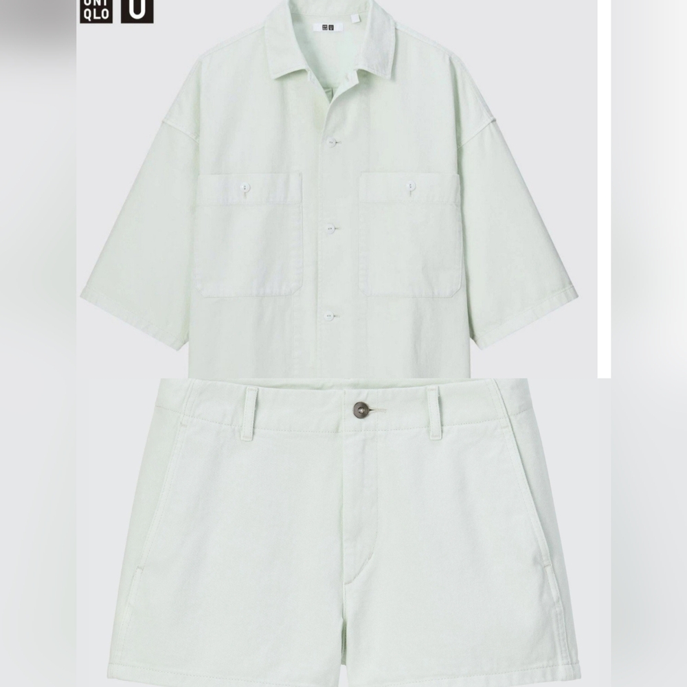 Uniqlo U oversized work shirt-sleeve shirt & Uniqlo U denim shorts set